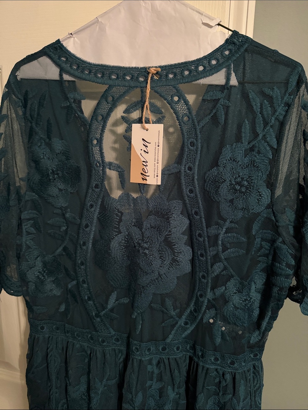 Teal Lace V-Neck Maxi Dress - Picture 4 of 7